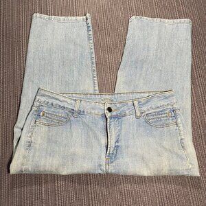 Riders By Lee Womens Light Wash Faded Denim Capri Jeans Size 16